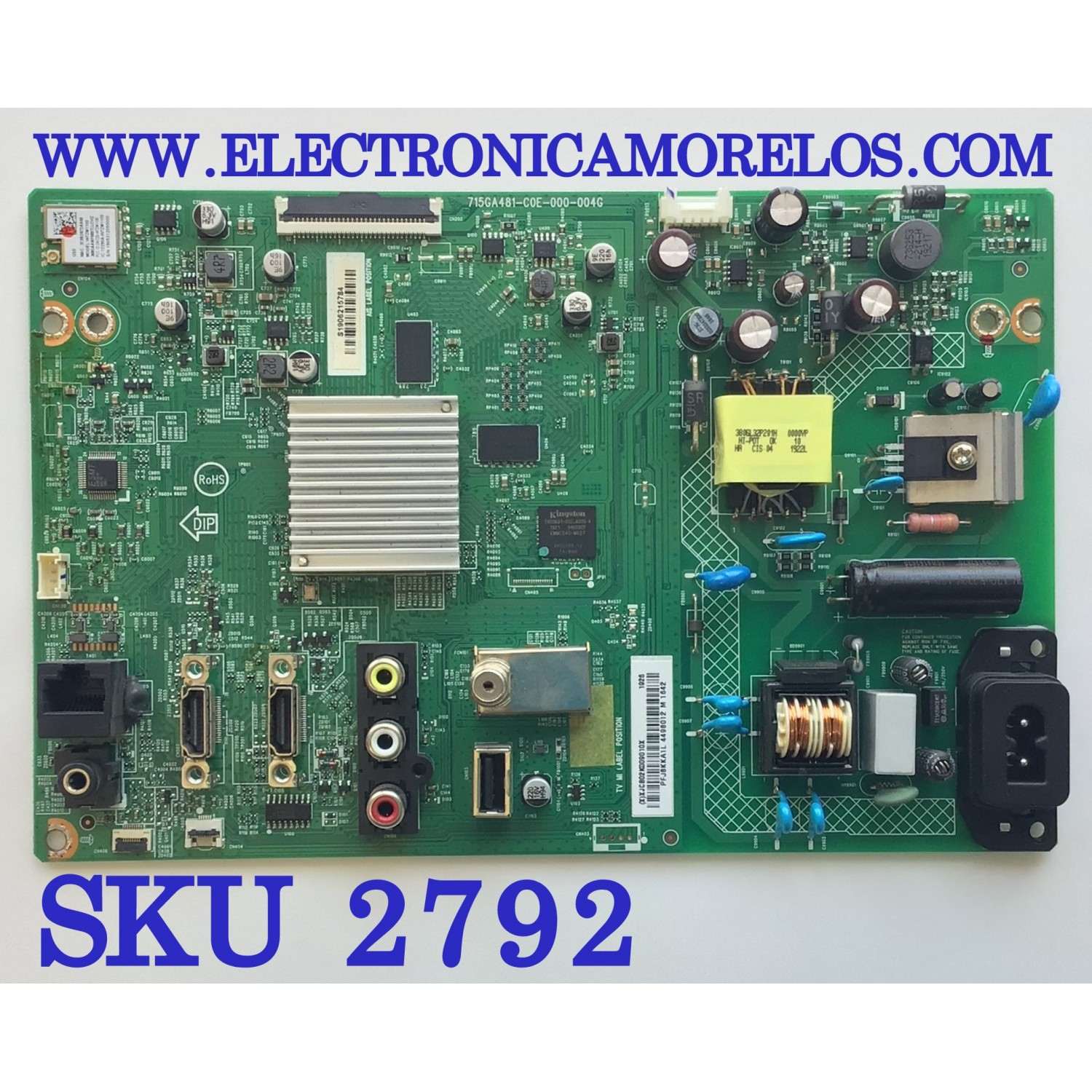 MAIN FUENTE PARA SMART TV VIZIO / XJCB02K009 / 715GA480-C0E-000-004G / PFJ8KKA1L / 4498012 / S1906215784 / PANEL TPT238B2-8LF1L.Q REV:S04D / DISPLAY LC238LF1L / MODELO D24F-G1 LTMDQL